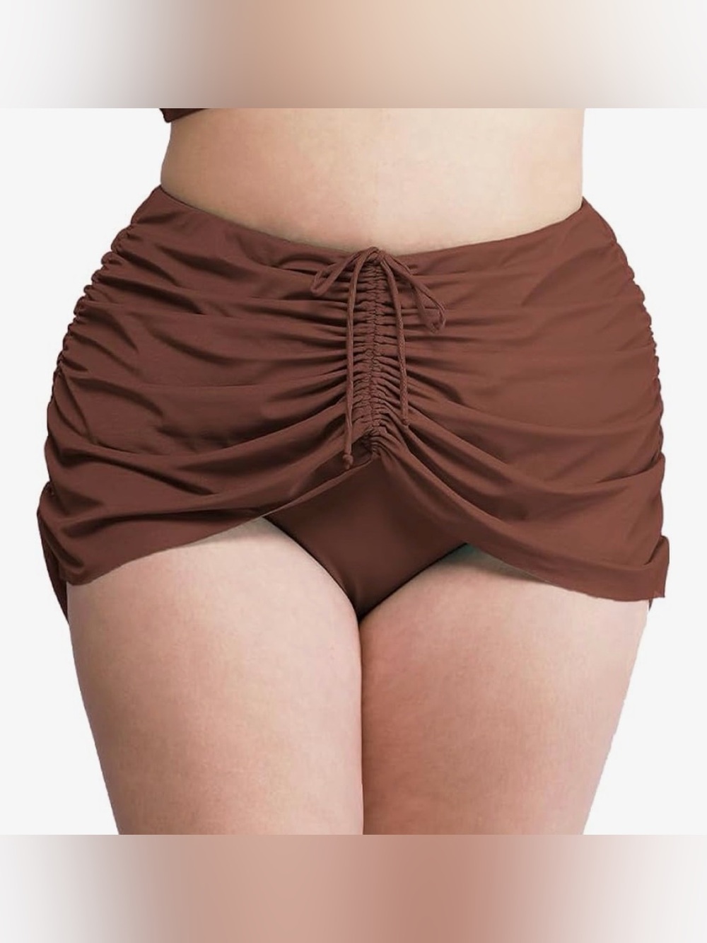 NET- High-Waist Ruched Swim Bottoms in Deep Brown 2X NWT